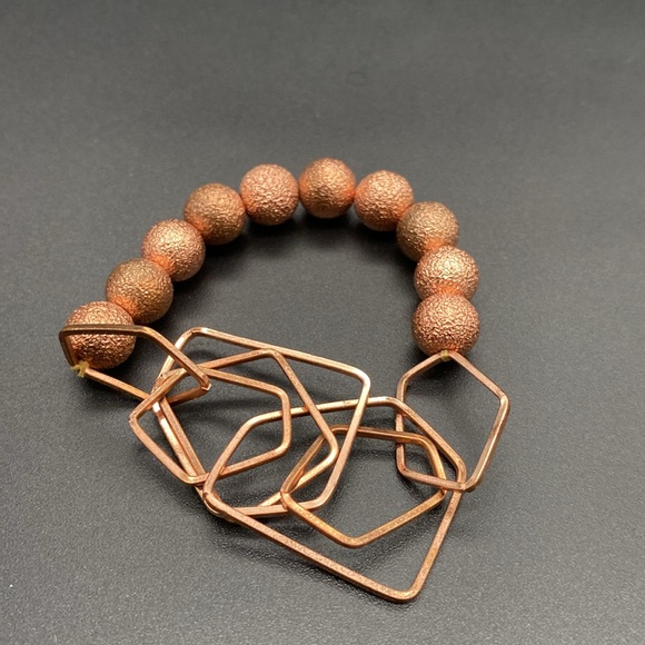 Jewelry - Item 344 Handmade Copper Zig Zag and Bead Stretch Bracelet